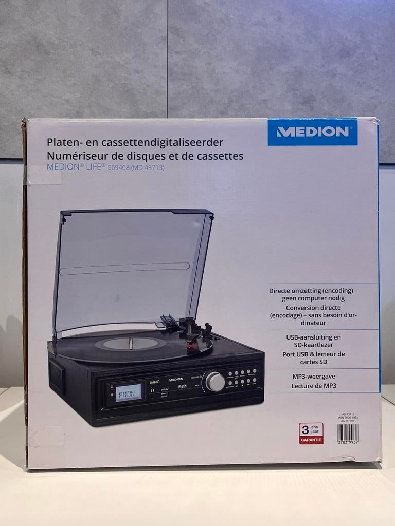 Medion Life E69468 - Platen- en Cassettendigitaliseerder, Automatisch, Zo goed als nieuw, Platenspeler, Ophalen