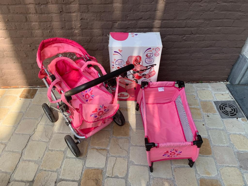 Poupées - Ensemble de voyage - Buggy + Lit - Dreamland, Enfants & Bébés, Jouets | Poupées, Utilisé, Autres types, Enlèvement ou Envoi