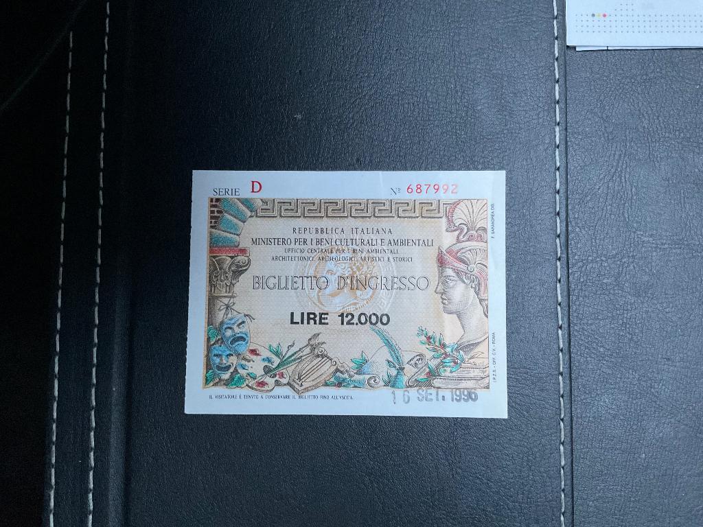 Vintage Italiaans biglietto d’ingresso 12000 lire tiket, Enlèvement ou Envoi, Comme neuf