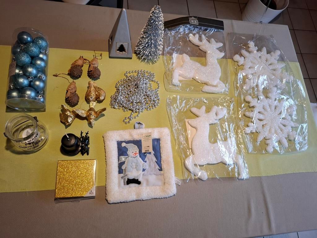 Diverse kerst decoratie zilver goud blauw, Ophalen of Verzenden, Zo goed als nieuw
