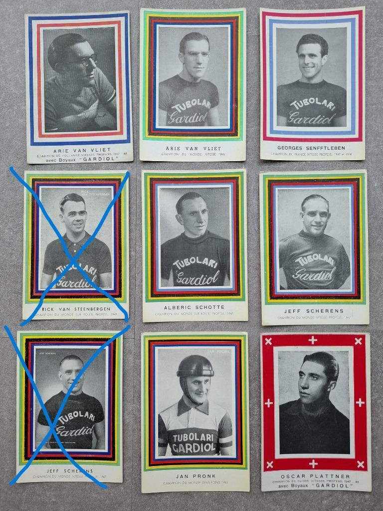 Wielerkaarten Team Gardiol jaren '46 tem '49, Ophalen of Verzenden, Gebruikt, Spelerskaart