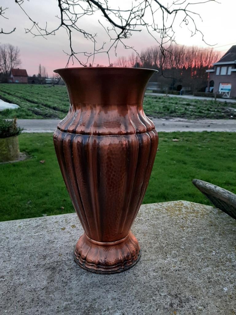 Groot rood koperen vaas., Tuin en Terras, Ophalen, Gebruikt