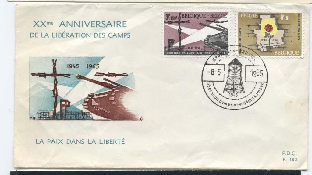FDC XXme anniversaire de la liberation des camps, Met envelop, Ophalen of Verzenden, Gestempeld, 1e dag stempel