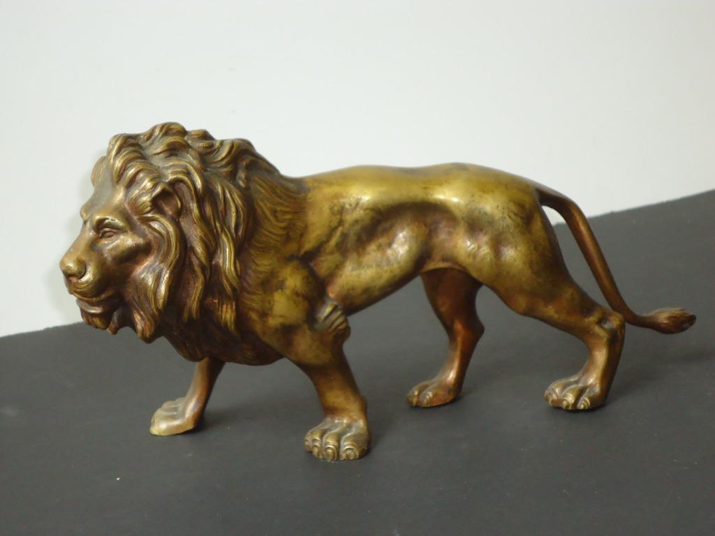 antiek bronzen leeuw naar Bouré goudkleurige brons lion, Ophalen of Verzenden