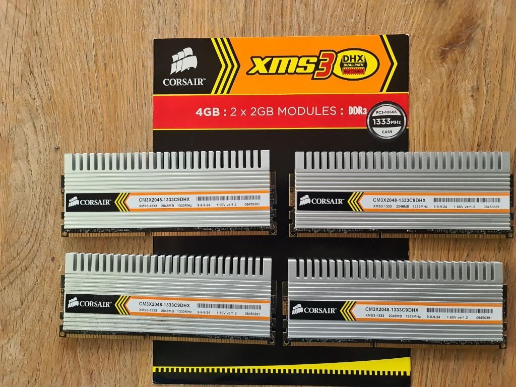 Corsair 8 Gb DDR3 (4x 2gb) 1333Mhz, Ophalen, 8 GB, DDR3, Zo goed als nieuw