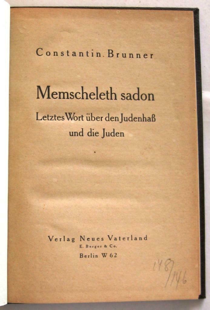 Brunner 1920 Memscheleth sadon Judenhass antisemitisme, Enlèvement ou Envoi