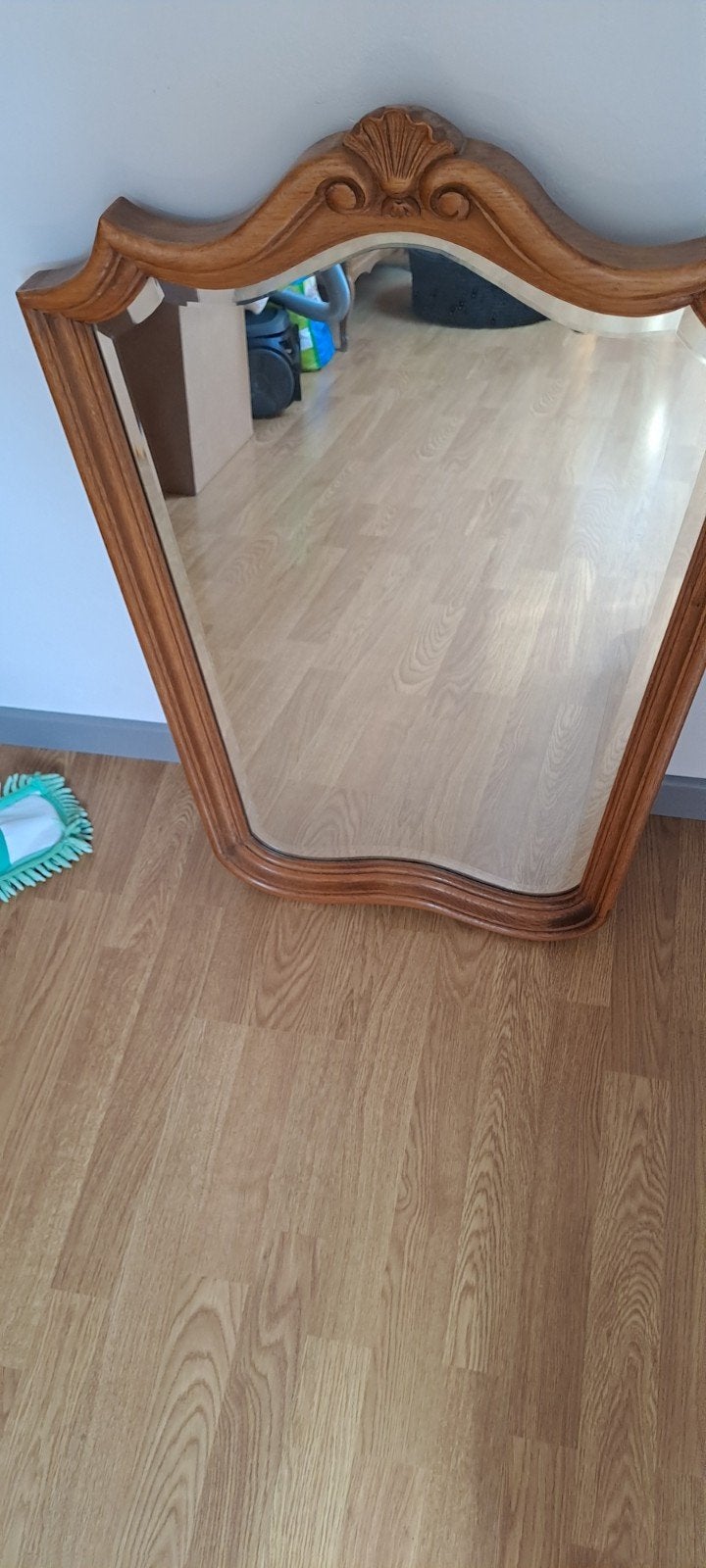 miroir impeccable chêne 85cm haut x 60 x 45 bas, Enlèvement