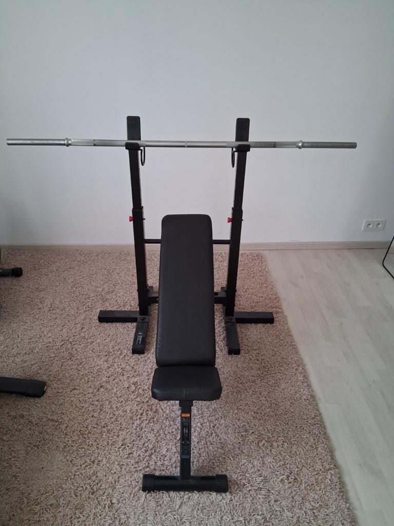 Benchpress toestel incl stang, Sports & Fitness, Équipement de fitness, Enlèvement, Comme neuf, Pectoraux