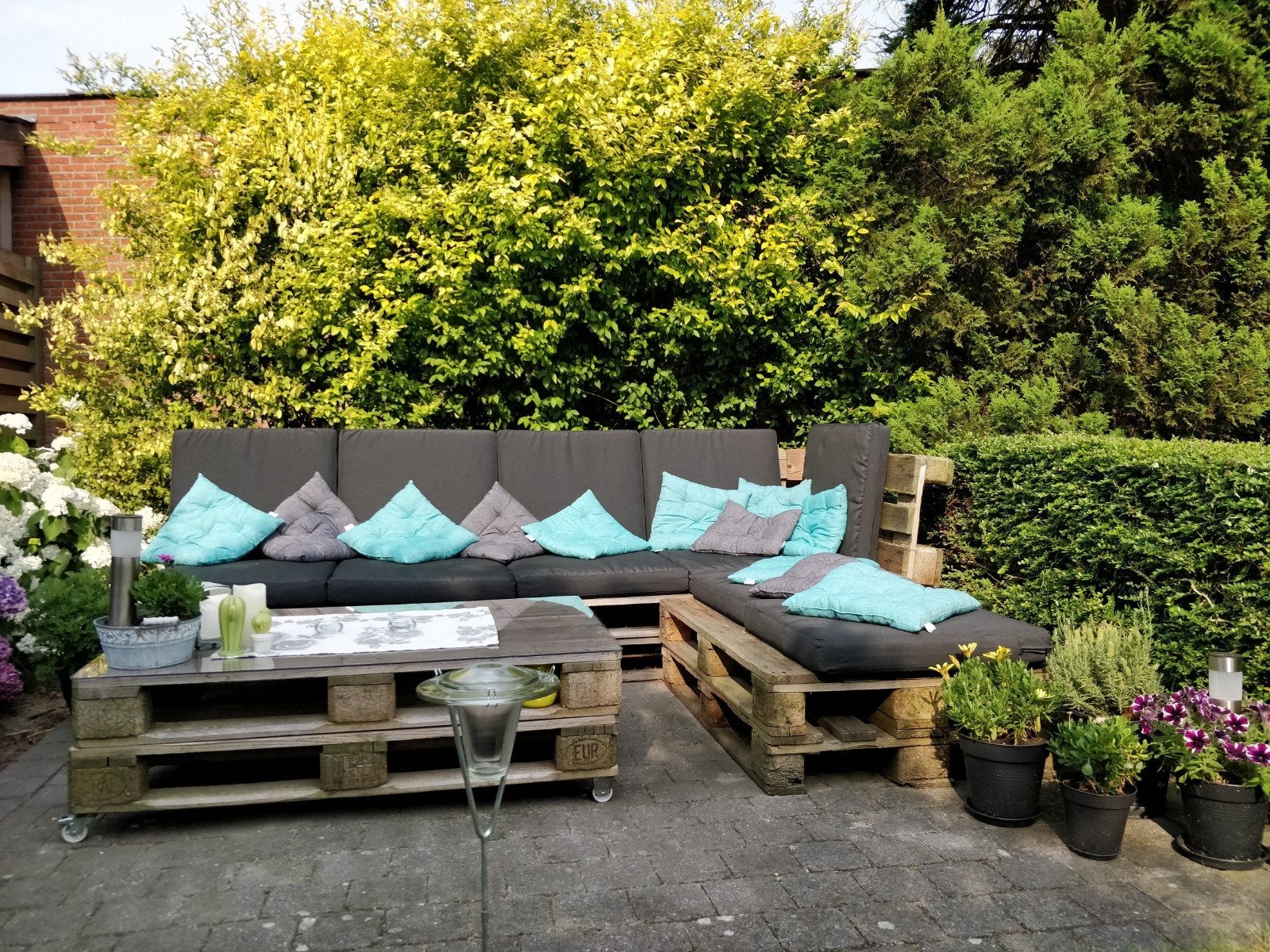 kussens palletsofa (zwart), Tuin en Terras, Ophalen, Gebruikt