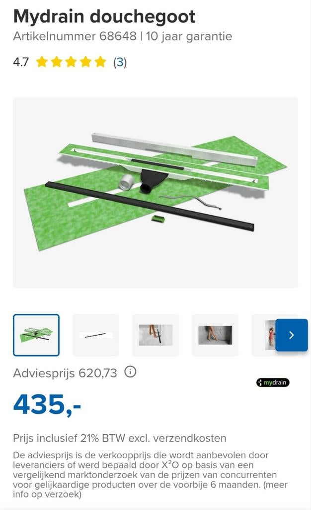 Zwarte My drain douchegoot 70cm, Ophalen