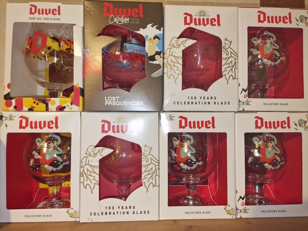 LOT de 22 verres Duvel dans leurs boîtes (A), Collections, Marques de bière, Enlèvement, Neuf, Verre ou Verres, Duvel