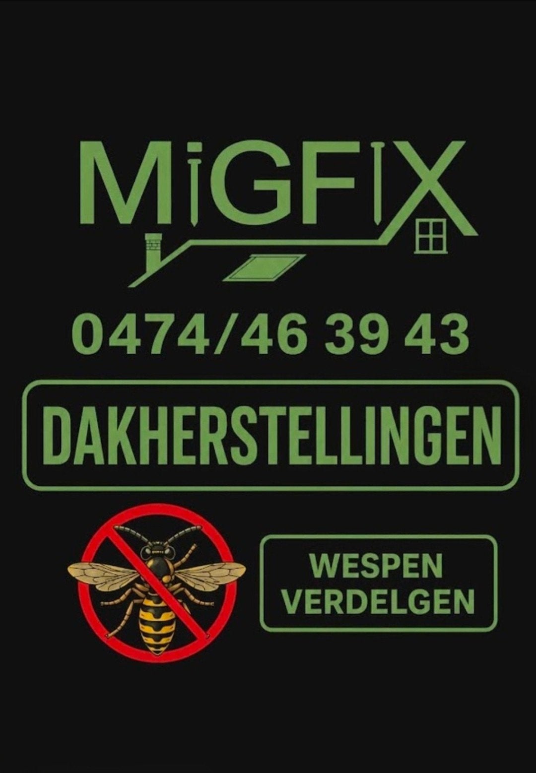 dakherstellingen & wespen verdelging, Ophalen of Verzenden