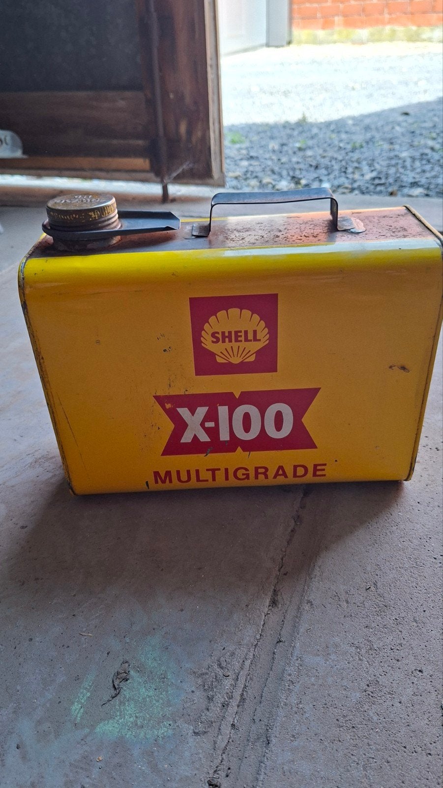 Bidon d'huile moteur multigrade Shell X-100 (5 litres !), Collections, Enlèvement ou Envoi