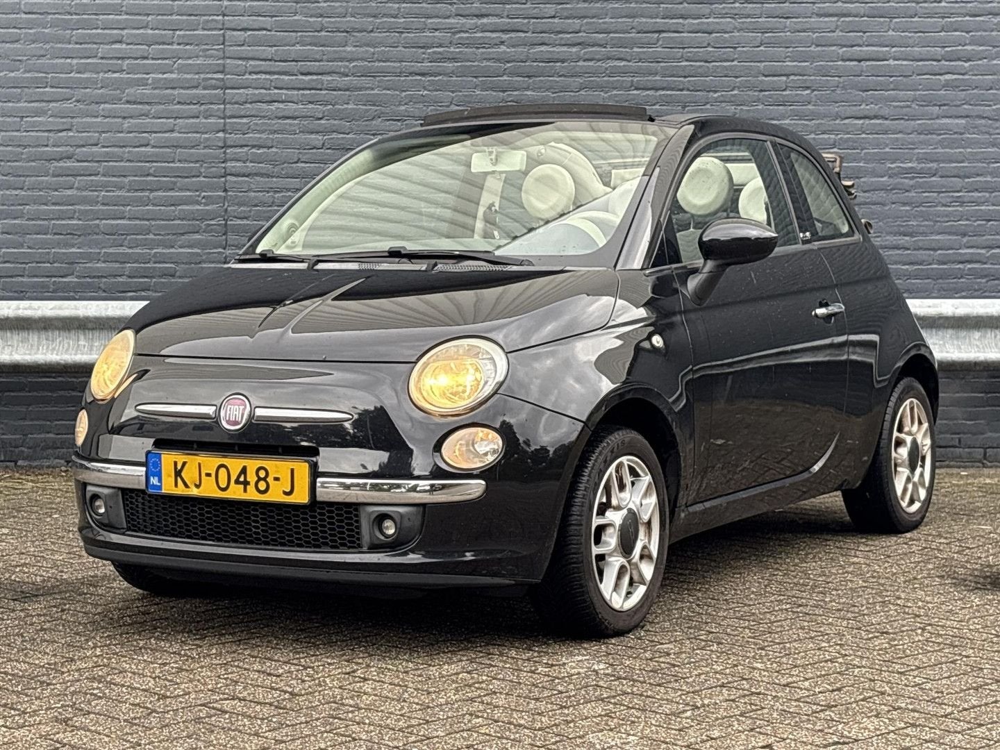 Fiat 500C 1.4 Lounge Cabrio | Airco |, Auto's, Zwart, Bedrijf, Handgeschakeld, Verwarmde buitenspiegels