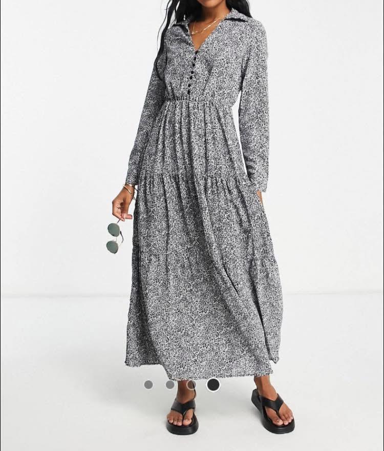 * Lange jurk met ruches van Leonardo print, 38, Kleding | Dames, Ophalen of Verzenden, Zo goed als nieuw