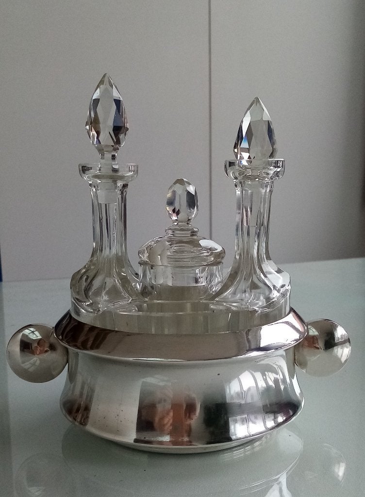 cristofle  serviteur à condiments argent/cristal  6 p. impec, Antiquités & Art, Enlèvement, Argent