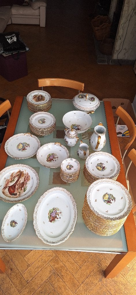 Service de table  Limoges Chadelaud "Scènes romantiques", Maison & Meubles, Service complet, Enlèvement, Utilisé, Classique