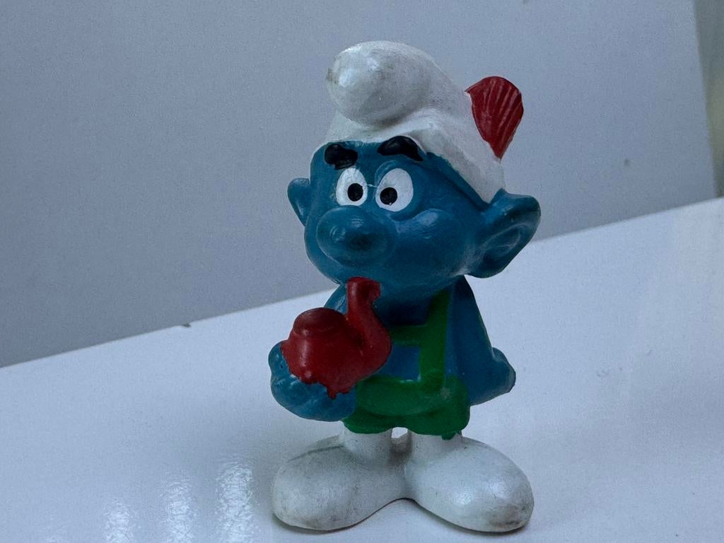 Miniatuur smurf met pijp, Ophalen of Verzenden, Gebruikt, Overige Smurfen, Poppetje, Figuurtje of Knuffel