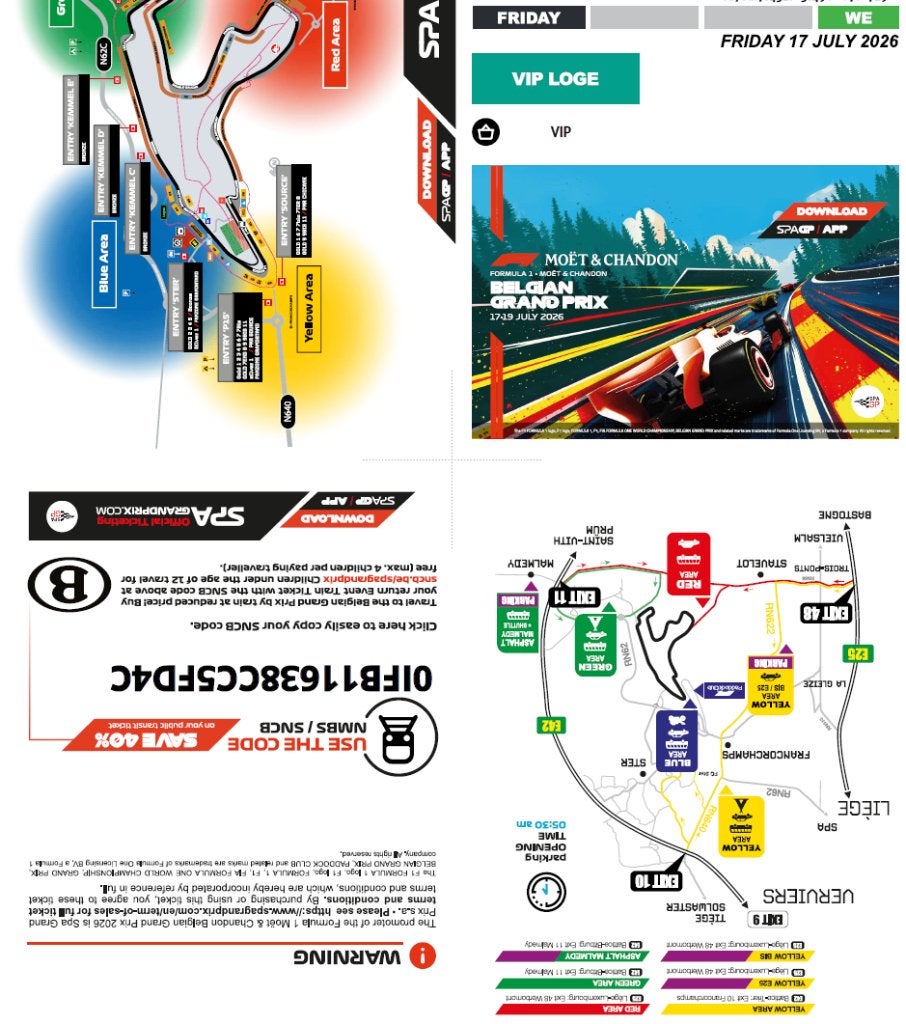 4x VIP GOLD vrijdag 17 juli Formule 1 Spa Francorchamps, Drie personen of meer, Juli