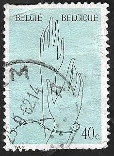 1 Postzegel België 1962 Slachtoffers concentratiekampen, Postzegels en Munten, Frankeerzegel, Ophalen of Verzenden, Gestempeld