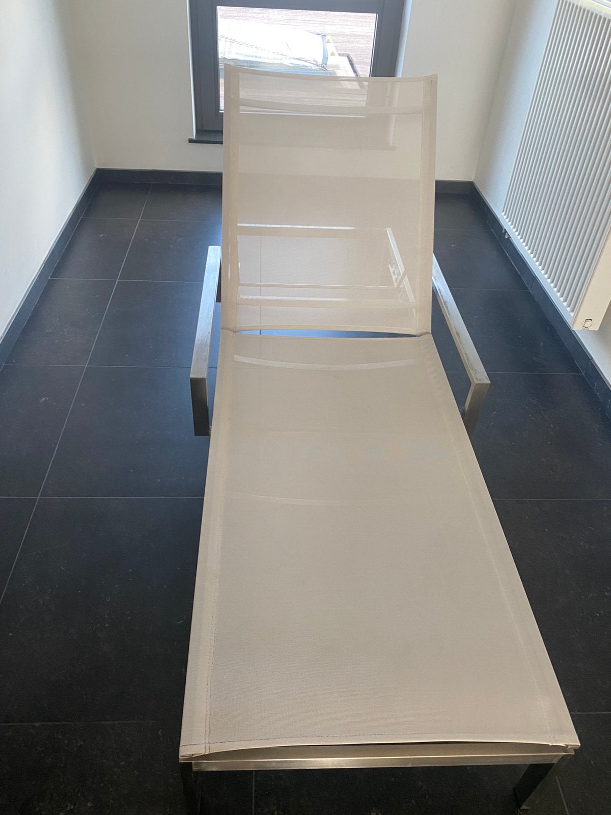 Jati & Kebon design ligbed – RVS stainless steel & Textilene, Enlèvement, Comme neuf, Inox, Réglable