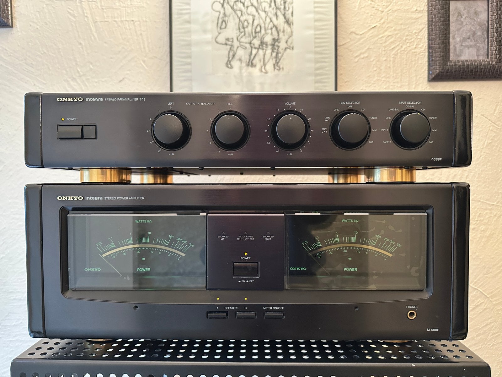 Onkyo P-388F+ M-588F, TV, Hi-fi & Vidéo, Enlèvement ou Envoi, Comme neuf, Stéréo, Onkyo