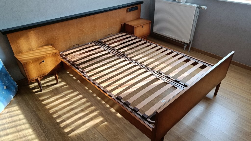 2 persoons bed met lattenbodems, Huis en Inrichting, Ophalen, Gebruikt