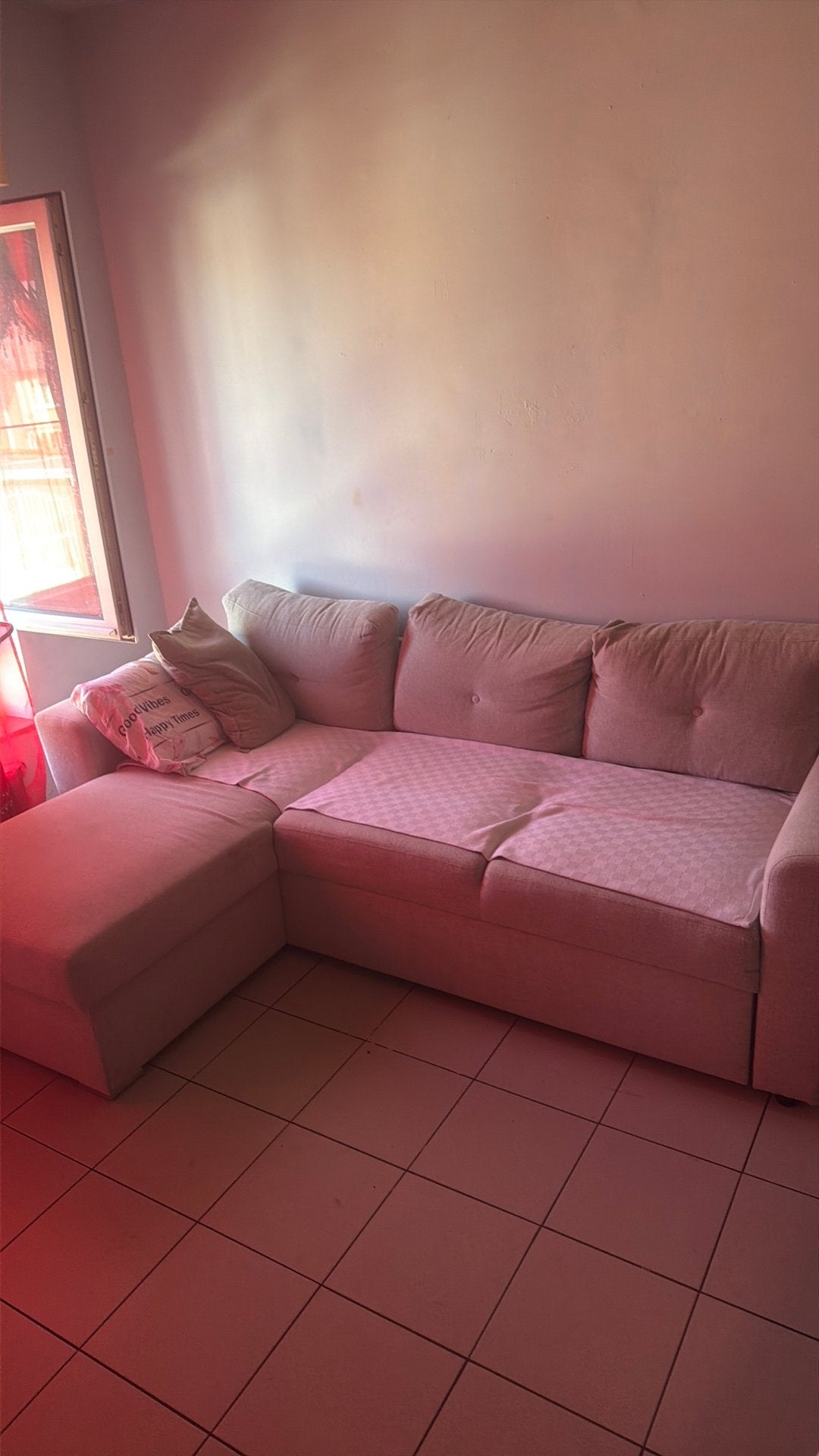 Beige zetel, Huis en Inrichting, Ophalen, Gebruikt