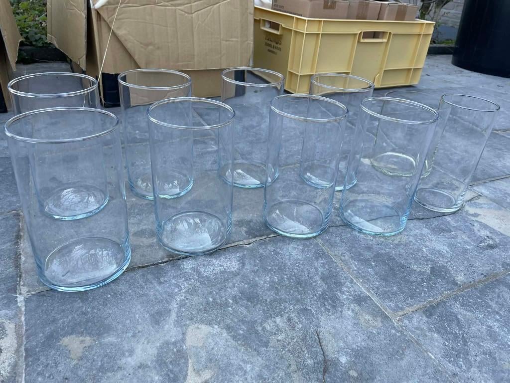Cilindervazen met kaarsen, Huis en Inrichting, Woonaccessoires | Vazen, Ophalen, Gebruikt, Glas