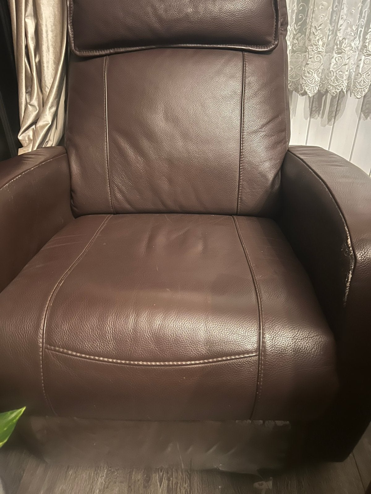 Fauteil relaxant avec pose-pied cuir, Maison & Meubles, Fauteuils, 75 à 100 cm, Enlèvement, Utilisé, Classique