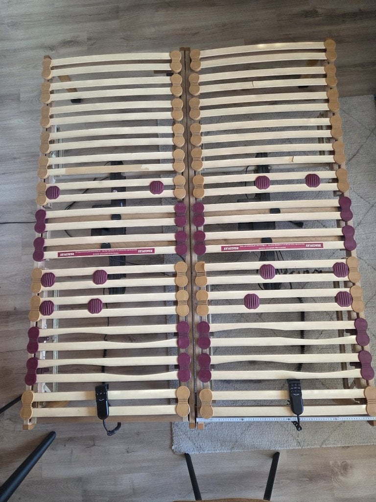 Elektrische lattenbodem Recaflex 160x200 (2x 80x200), Huis en Inrichting, Ophalen, Bruin, Tweepersoons, 80 cm