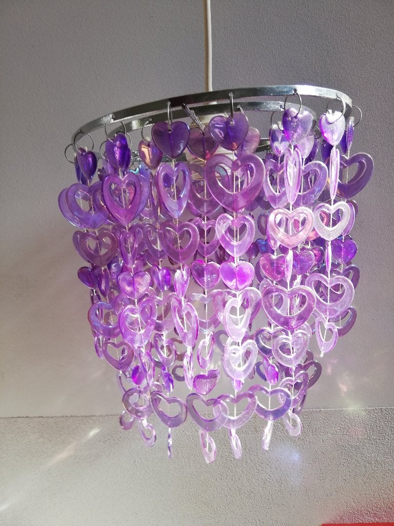 decoratieve paarse hanglamp - hartjes, Ophalen of Verzenden, Gebruikt, Kunststof