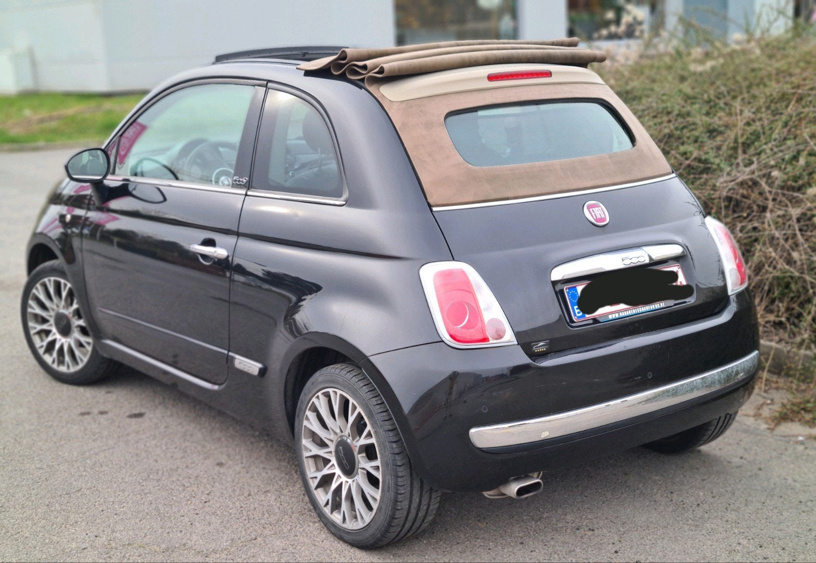 fiat 500 cabrio 12ess 2014.170mkm cuir rouge 4500€, Auto's, Euro 5, Cabriolet, Zwart, Leder
