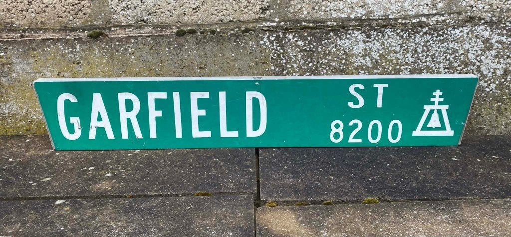 Panneau de rue usa Garefield st, Ophalen, Gebruikt, Reclamebord