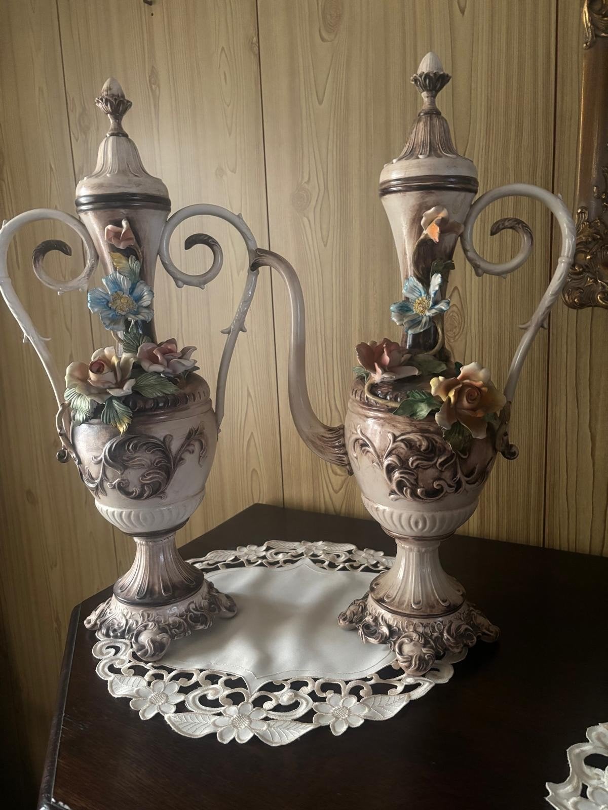 Vases décoratifs en céramique italienne avec fleurs, Enlèvement