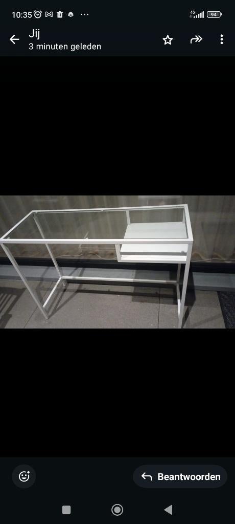 Ikea  VITTSJÖ muurtafel, wit/glas, 100x36 cm, Ophalen, 50 tot 100 cm, Zo goed als nieuw, Glas