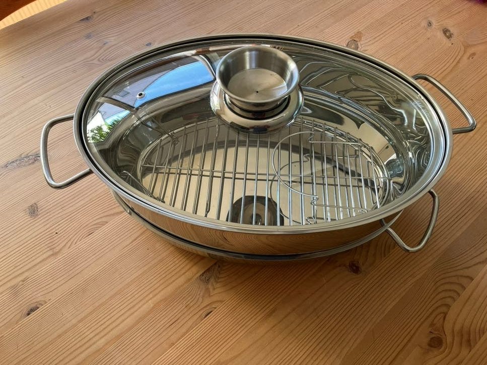 Stoompan voor vis, Ophalen, Inox, Met handvatten, Nieuw