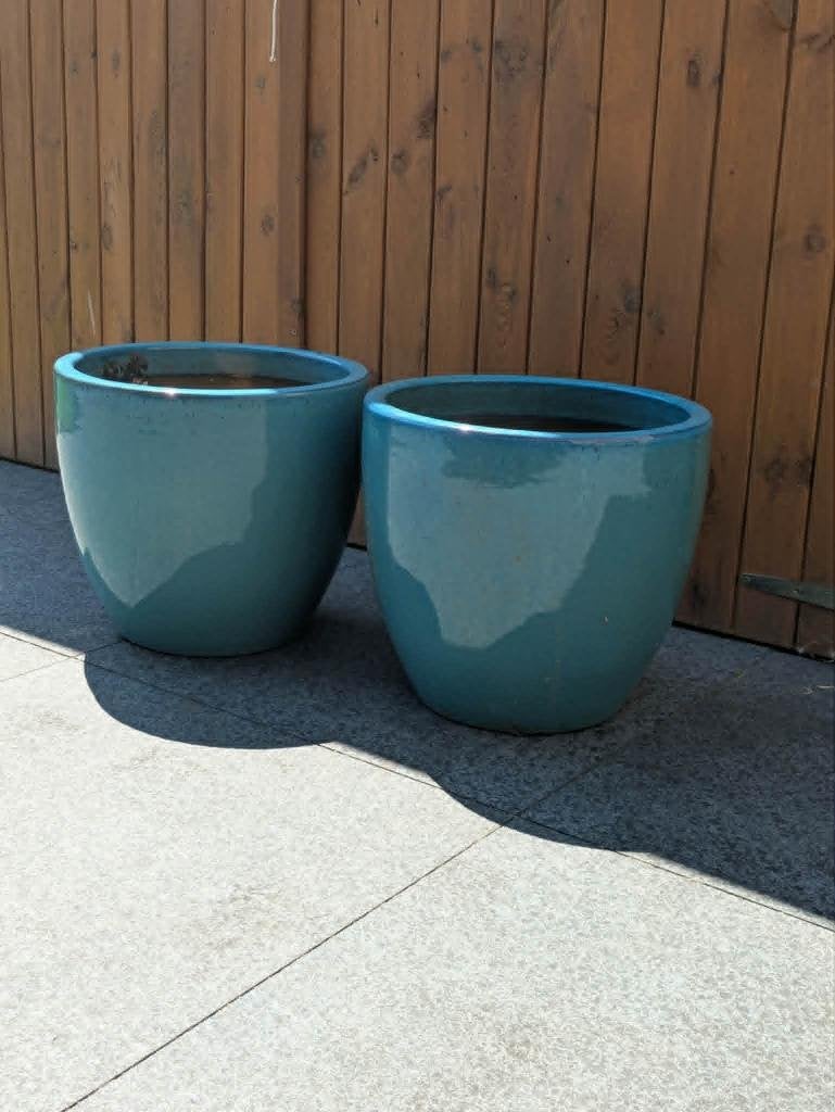 2 bloempotten 33cm hoog, Tuin en Terras, Rond, Zo goed als nieuw, Minder dan 40 cm, Tuin