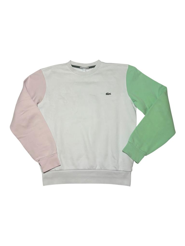 Sweat Lacoste Color-block Blanc Rose Vert - Taille S, Enlèvement ou Envoi, Neuf