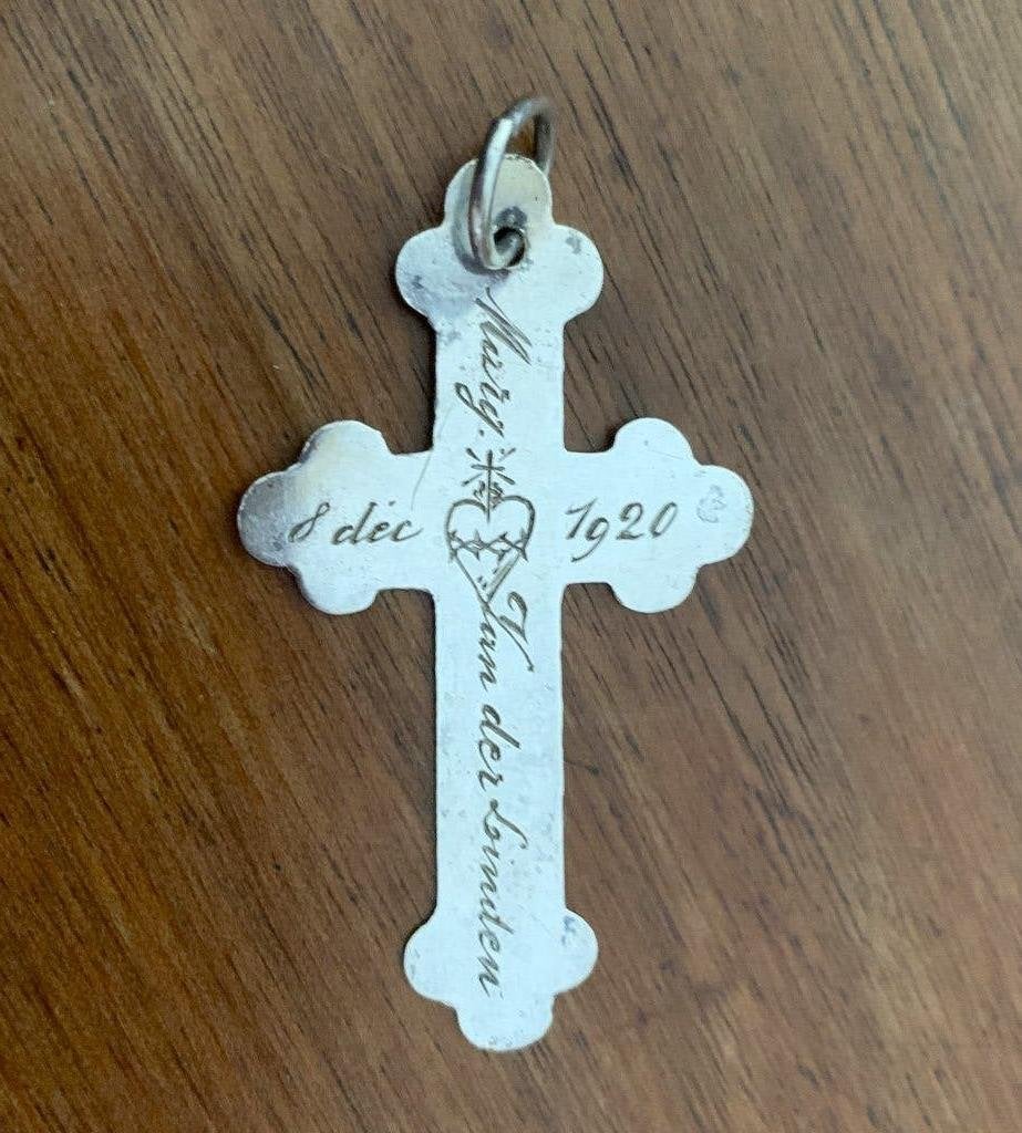 1920 Massief Zilveren nonnen Kruis Professiekruis, Collections, Enlèvement ou Envoi, Utilisé, Bijoux, Christianisme | Catholique