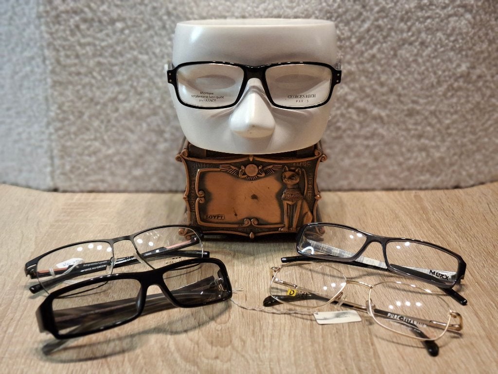 Lot 5 Montures Lunettes Homme Neuves D'époque New Old Stock, Neuf, Autres marques, Enlèvement ou Envoi, Autres couleurs