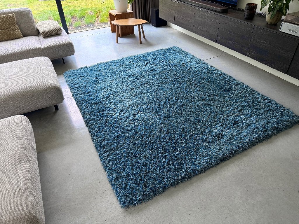fris blauwkleurig tapijt, 200 cm ou plus, Comme neuf, 100 à 150 cm, Enlèvement