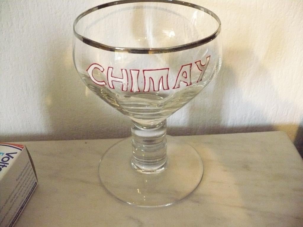 ancien verre a chimay/inscription en email, Ophalen of Verzenden, Gebruikt, Glas of Glazen, Overige merken