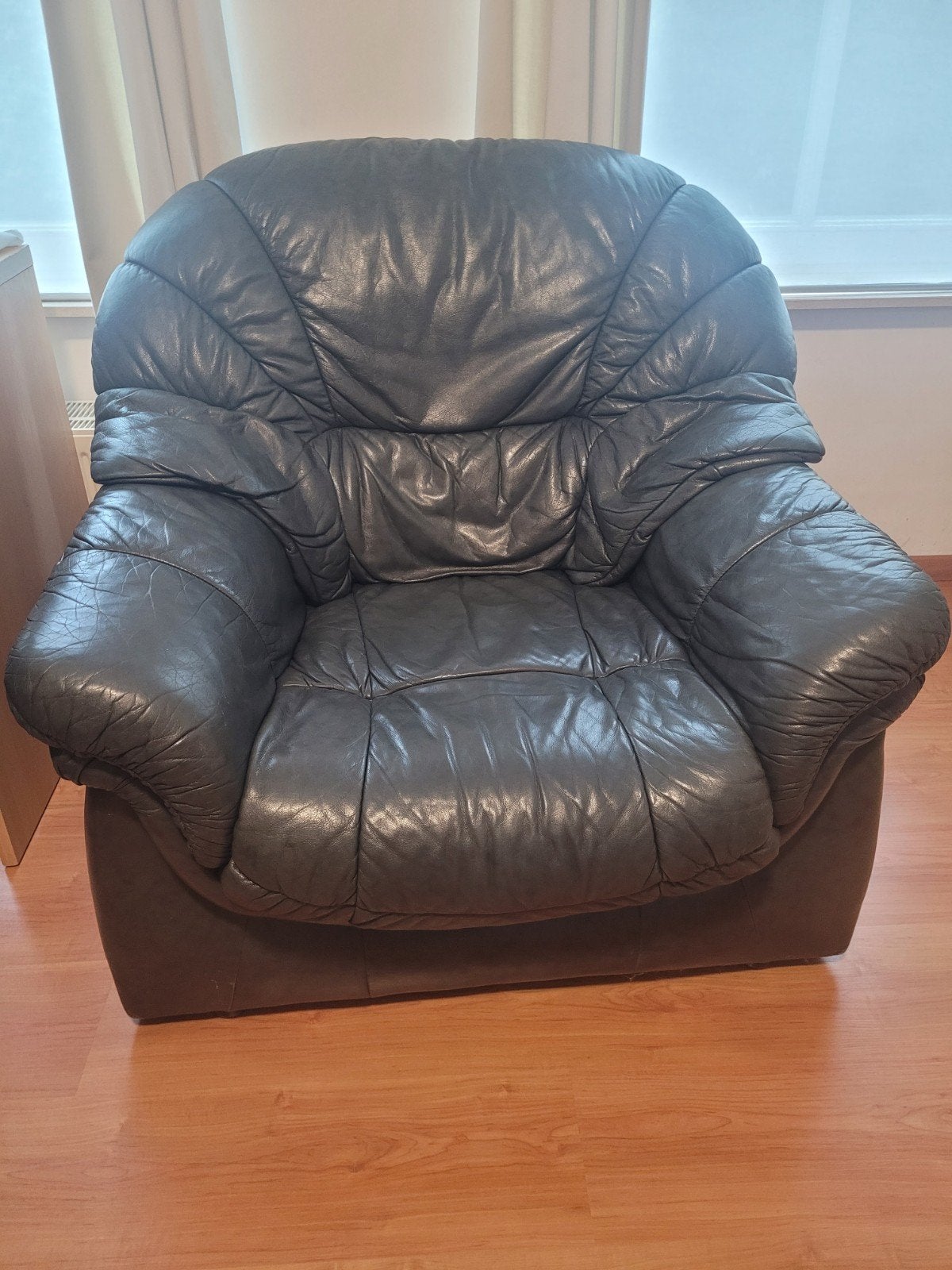 1 zit zetel echt dik leder, Huis en Inrichting, Fauteuils, Ophalen, Leer