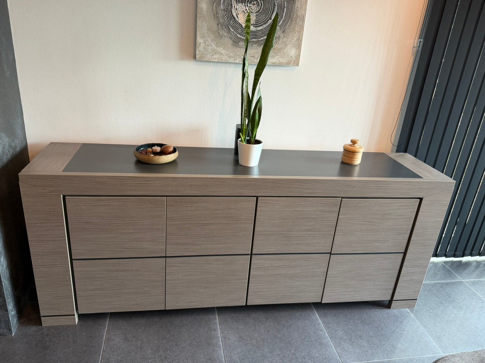 Buffet + Meuble bar moderne en excellent état, Enlèvement, Comme neuf, Chêne, Avec porte(s)