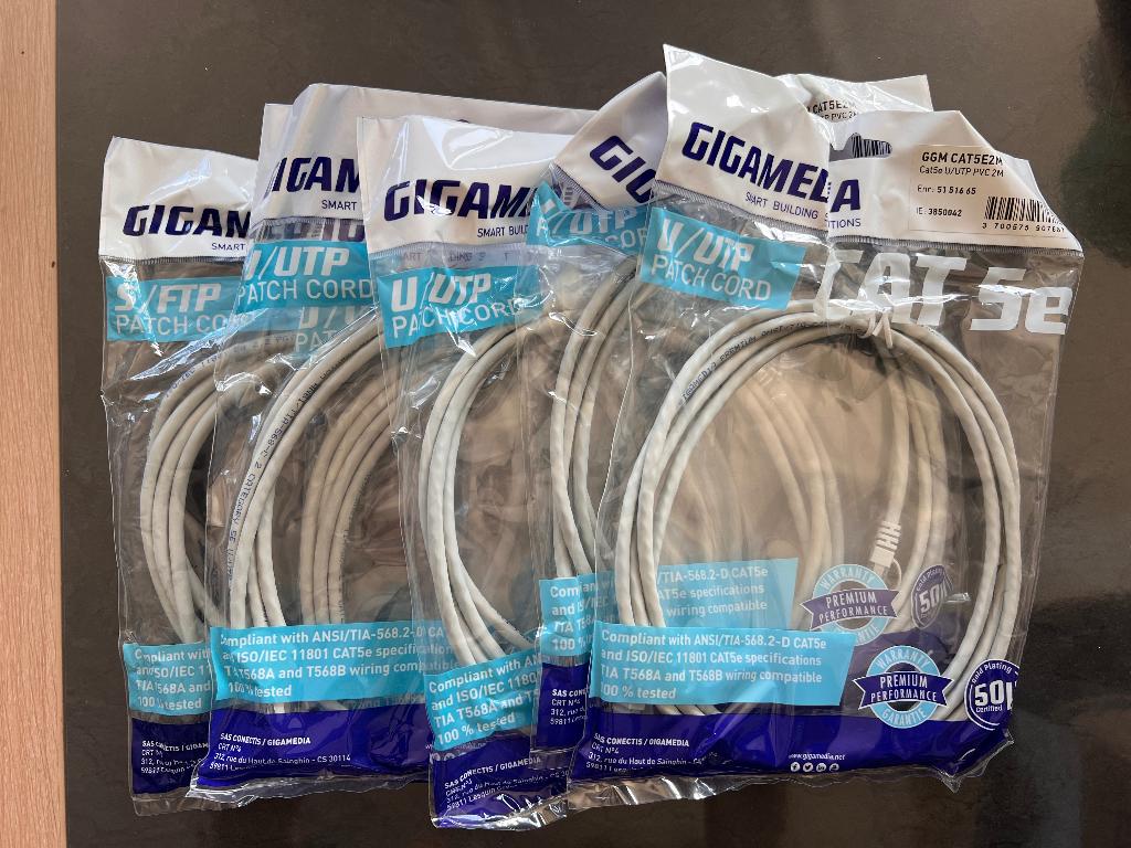 Câbles de raccordement CAT5e - 2m/6 pièces, Informatique & Logiciels, Enlèvement ou Envoi, Neuf