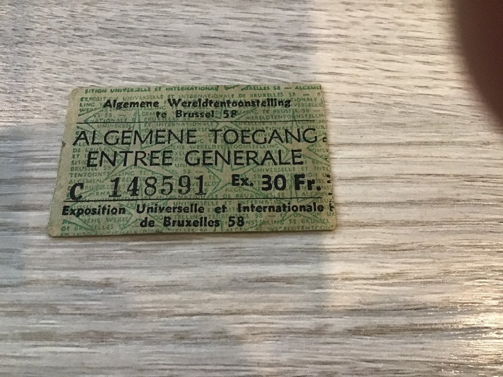 Expo 1958 inkomticket in zeer goede staat, Collections, Enlèvement ou Envoi