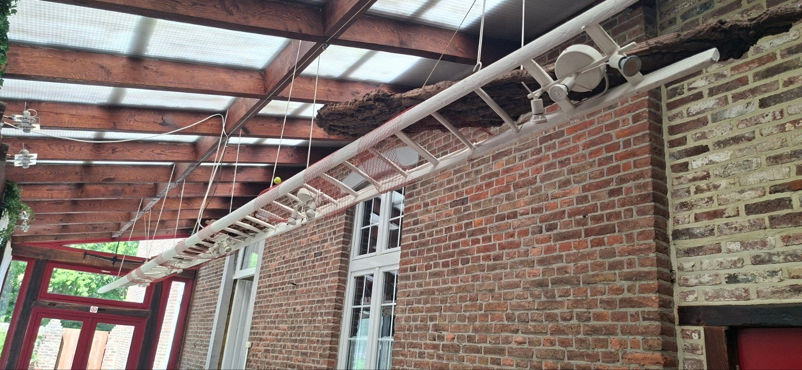 Échelle de cueillette en bois comme décoration, peinte en bl, Enlèvement
