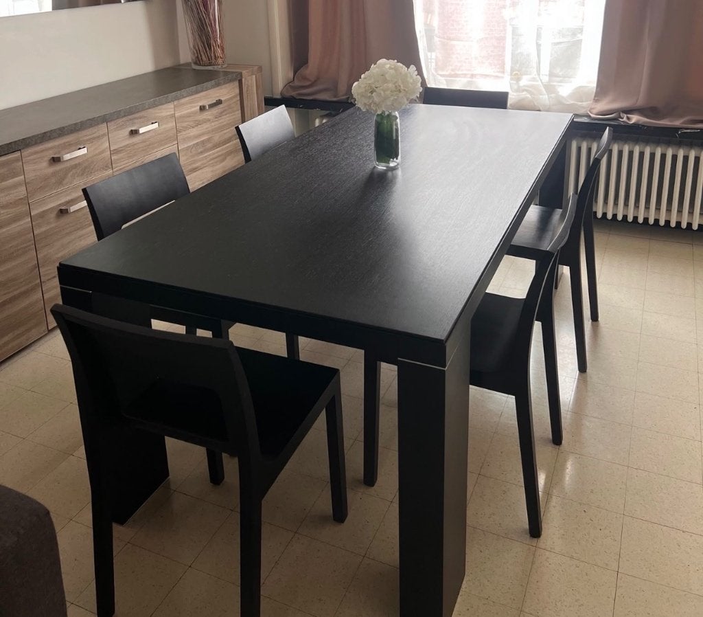 Table + 6 chaises, Enlèvement ou Envoi, Utilisé, Bois, 4 à 6 chaises