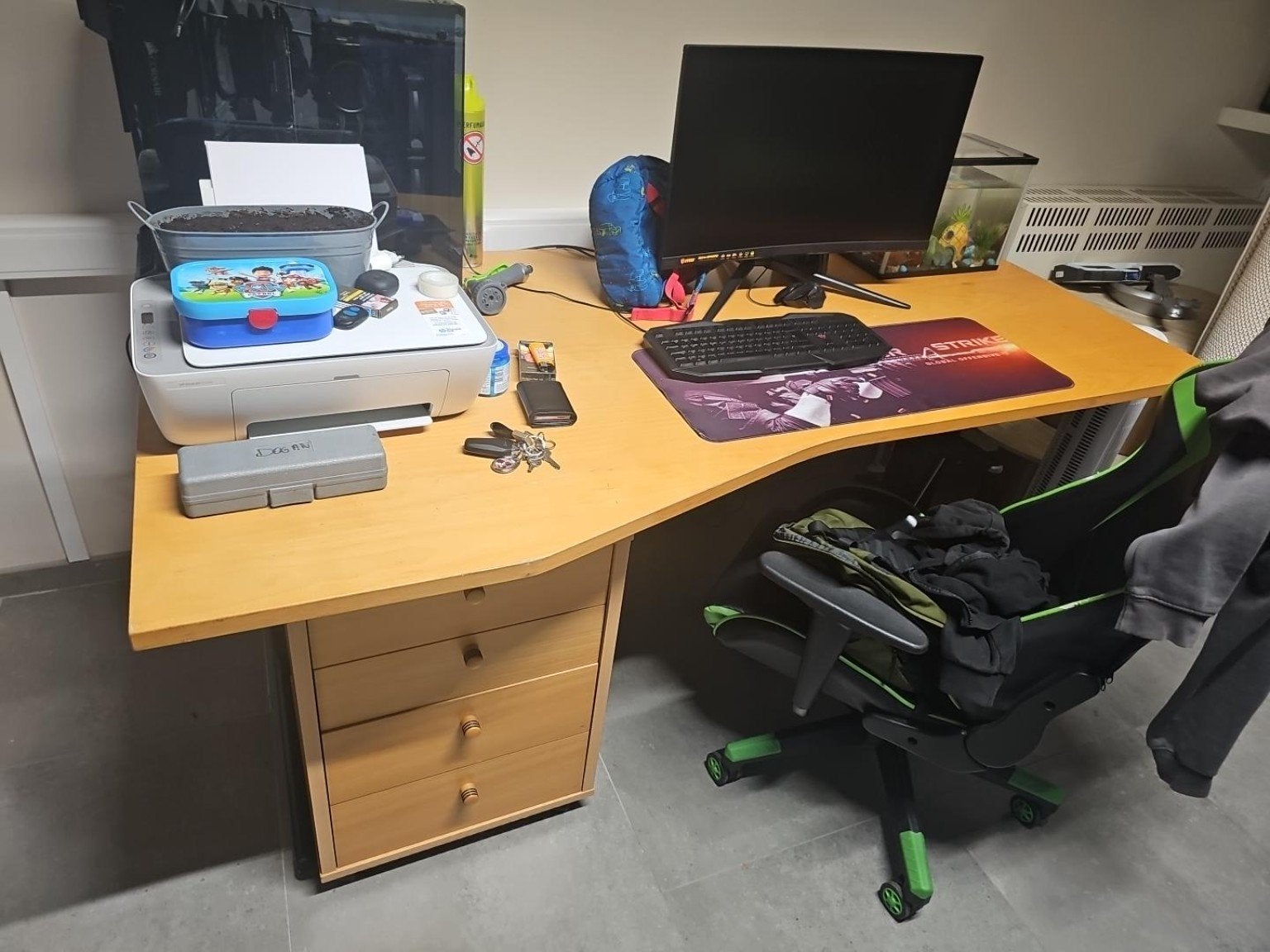 Groot verstelbaar bureau 190 x 95 cm met ladeblok, Bureau d'ordinateur, Enlèvement, Utilisé, Réglable en hauteur
